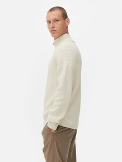 Discount Rippenstrick-Pullover Mit Reißverschluss Herren Pullover Und Cardigans