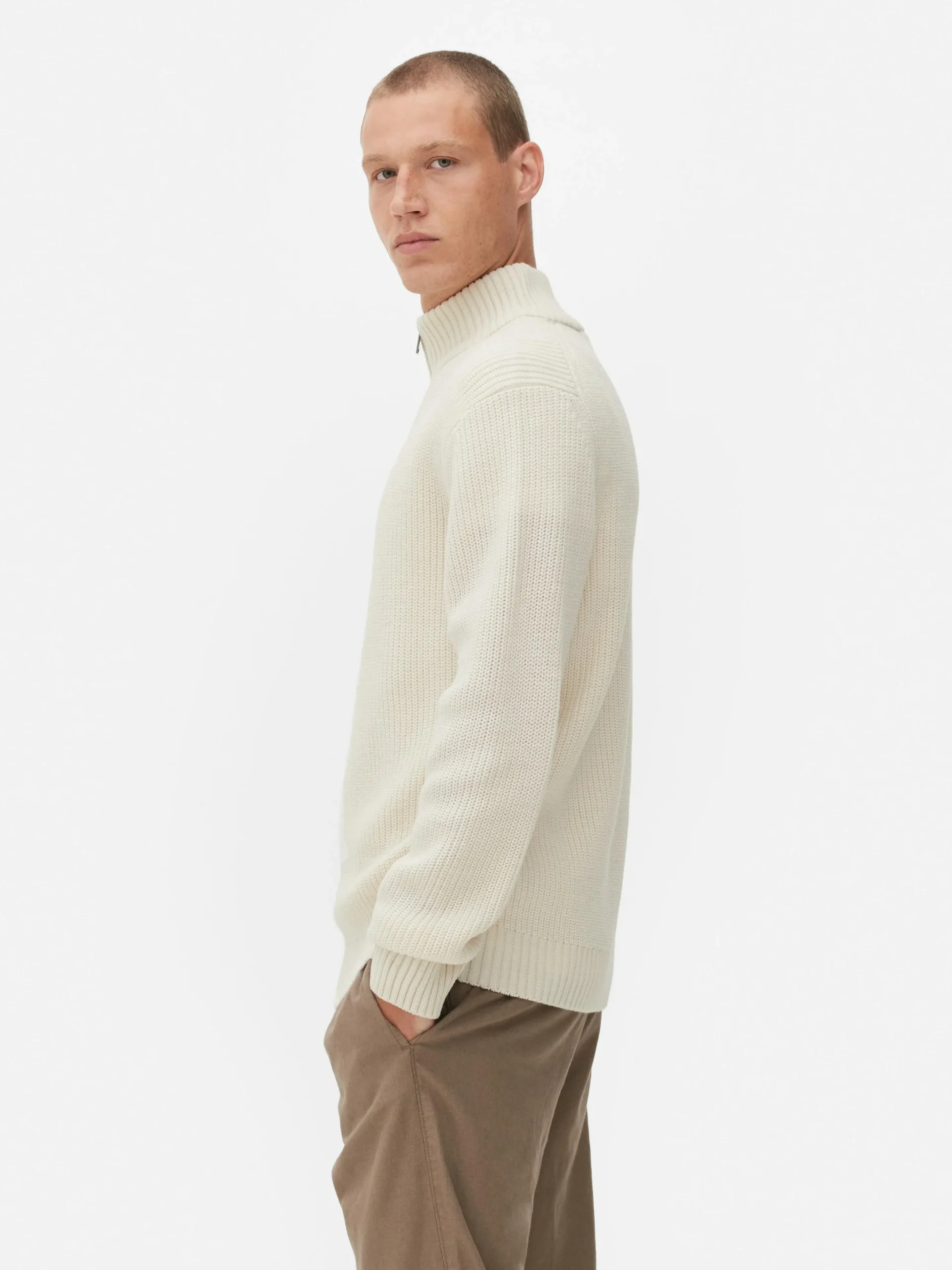 Discount Rippenstrick-Pullover Mit Reißverschluss Herren Pullover Und Cardigans