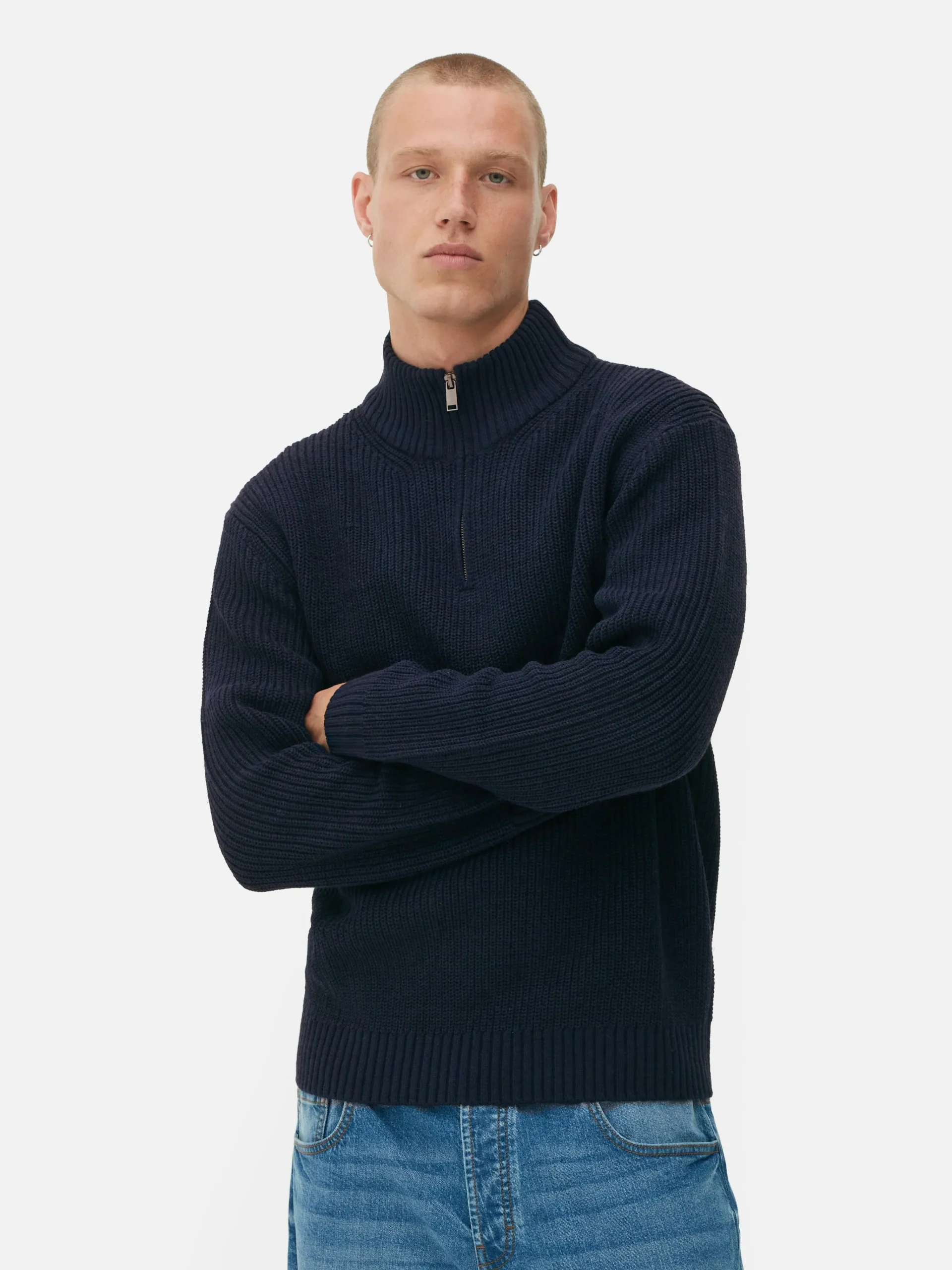 Clearance Rippenstrick-Pullover Mit Reißverschluss Herren Pullover Und Cardigans