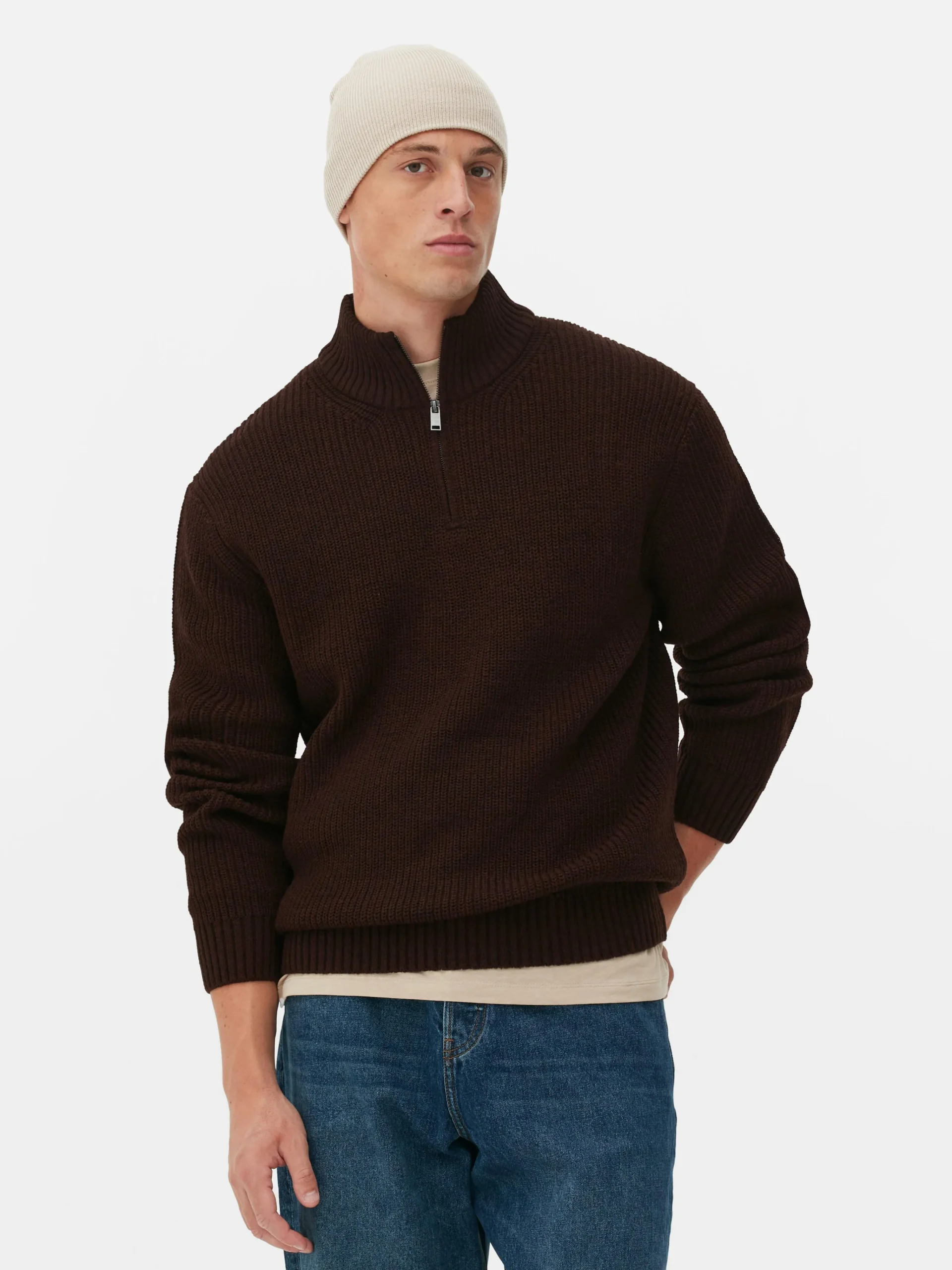 Hot Rippenstrick-Pullover Mit Reißverschluss Herren Pullover Und Cardigans