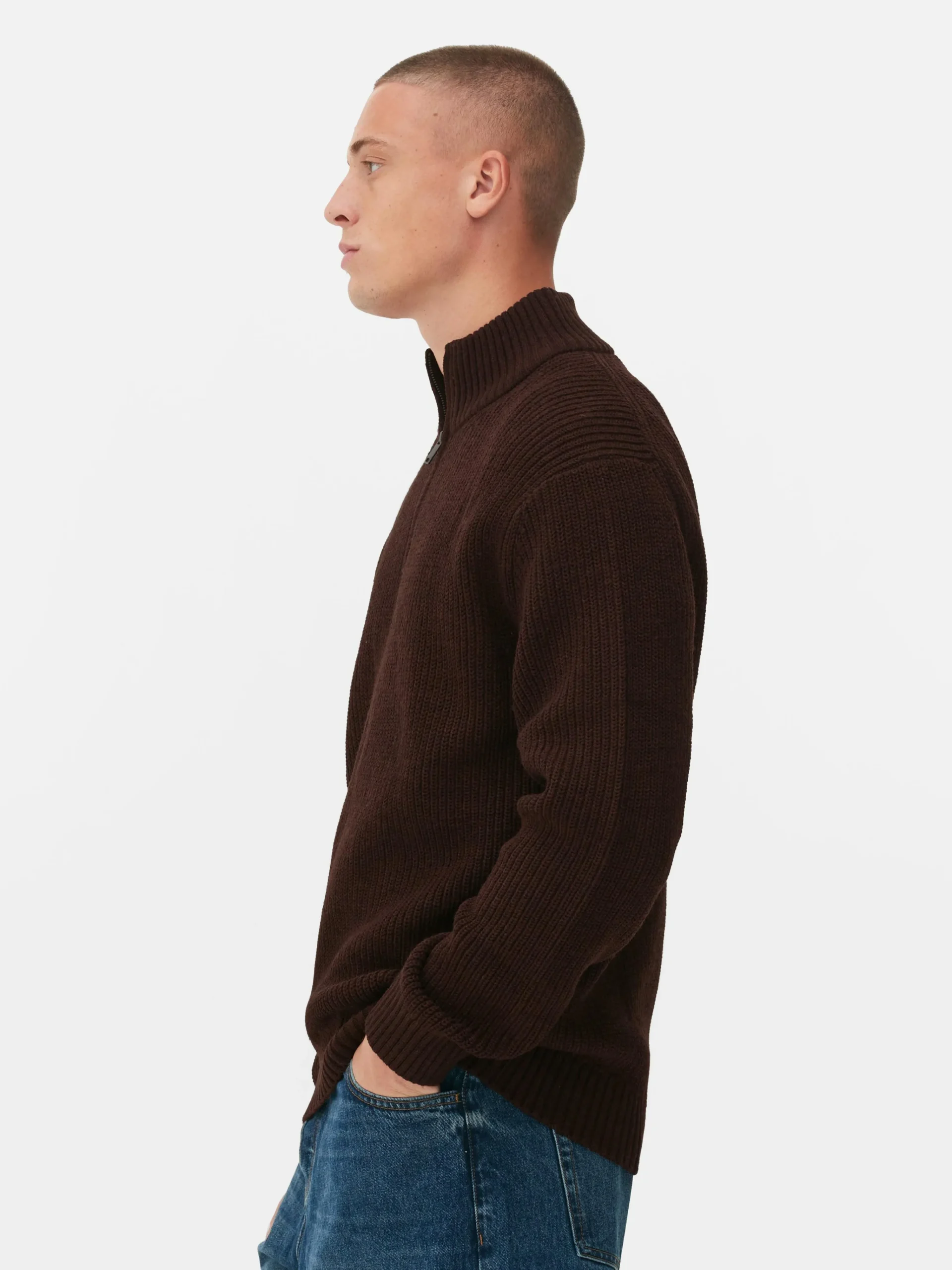 Hot Rippenstrick-Pullover Mit Reißverschluss Herren Pullover Und Cardigans