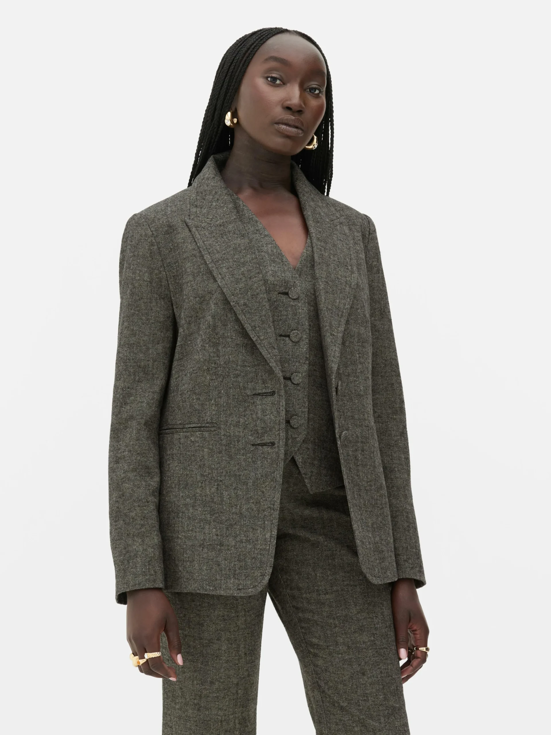 Discount „Rita Ora“ Blazer Mit Fischgrätmuster Damen Blazer