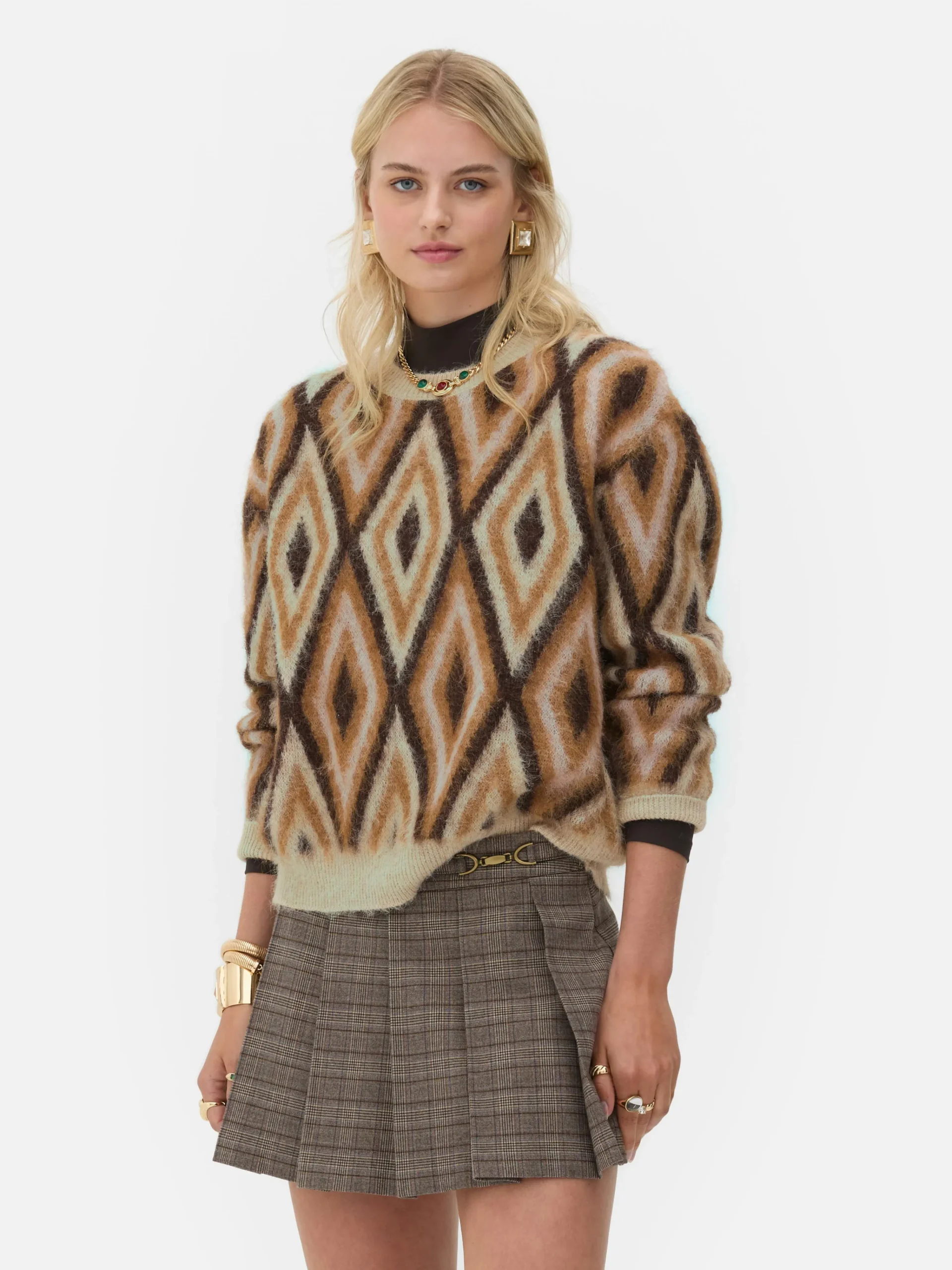 Sale „Rita Ora“ Strickpullover Mit Rautenmuster Damen Pullover Und Cardigans