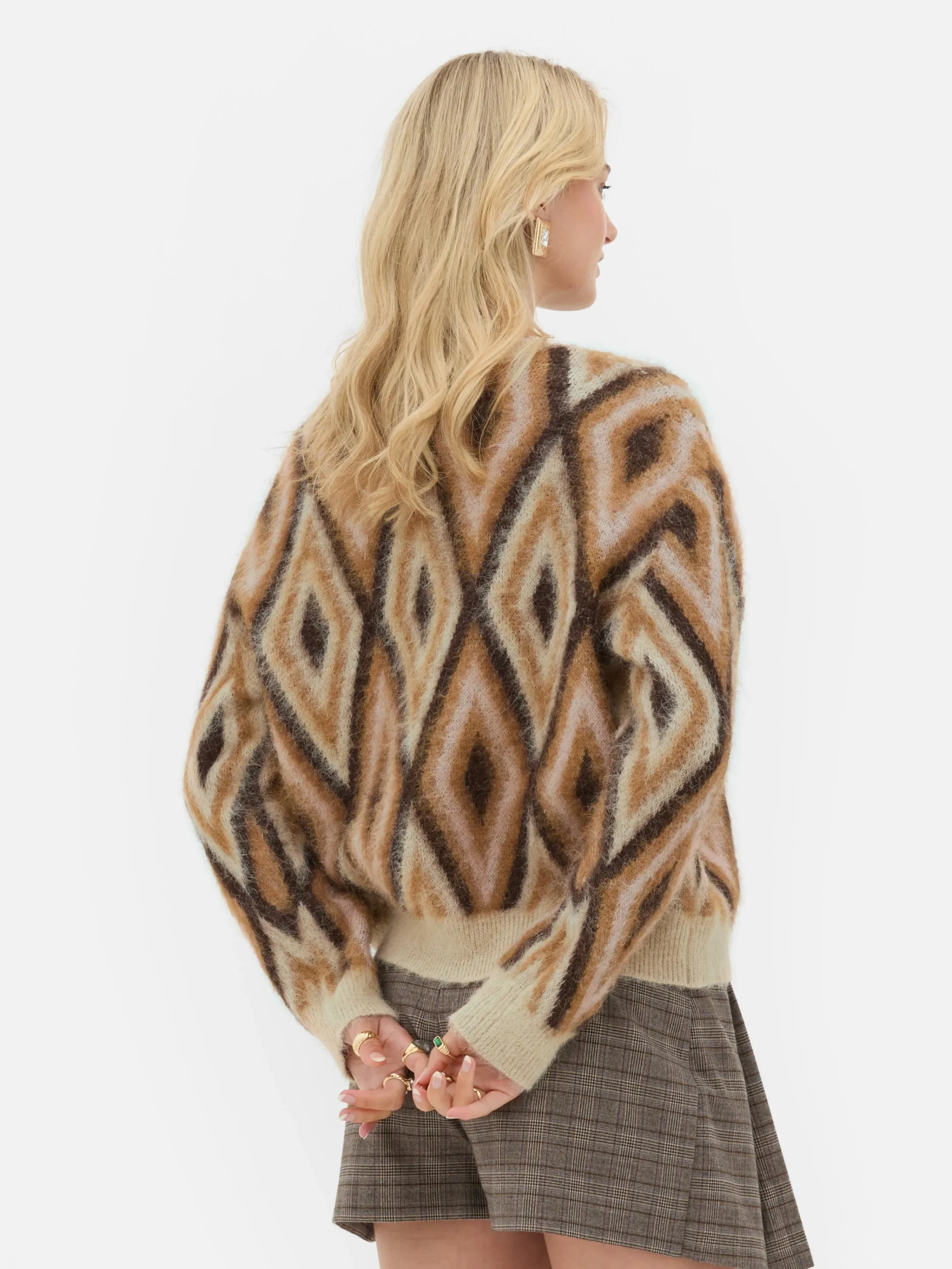 Sale „Rita Ora“ Strickpullover Mit Rautenmuster Damen Pullover Und Cardigans