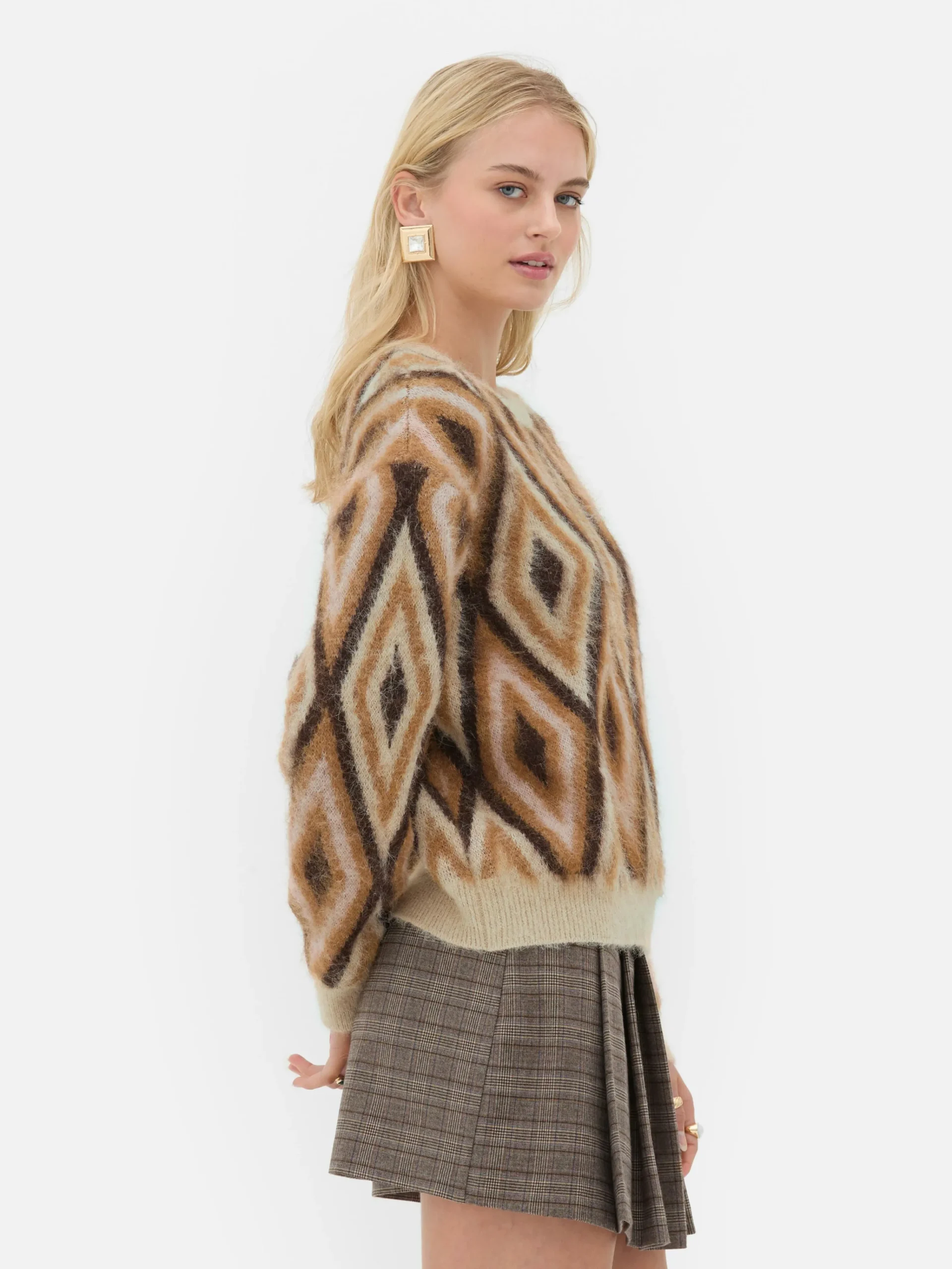 Sale „Rita Ora“ Strickpullover Mit Rautenmuster Damen Pullover Und Cardigans