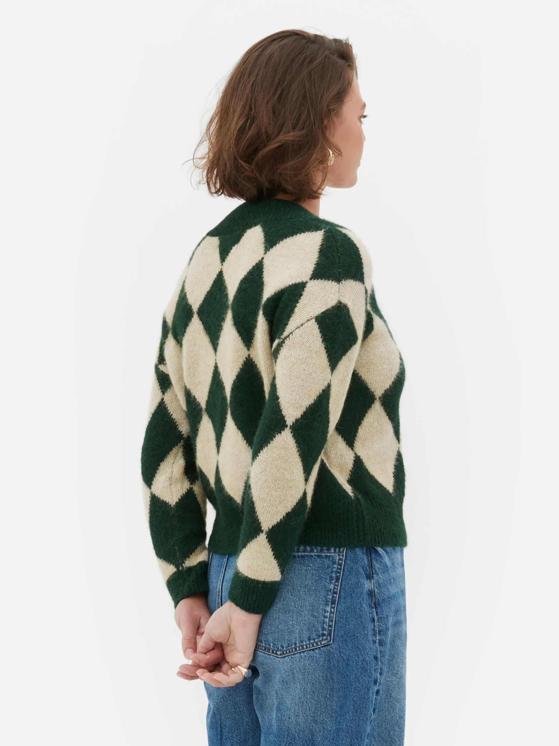 Discount „Rita Ora“ Strickpullover Mit Argylemuster Und V-Ausschnitt Damen Pullover Und Cardigans