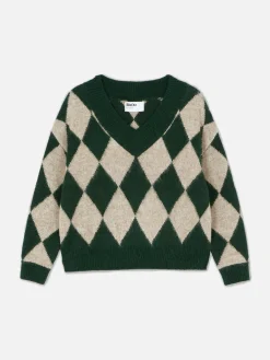 Discount „Rita Ora“ Strickpullover Mit Argylemuster Und V-Ausschnitt Damen Pullover Und Cardigans