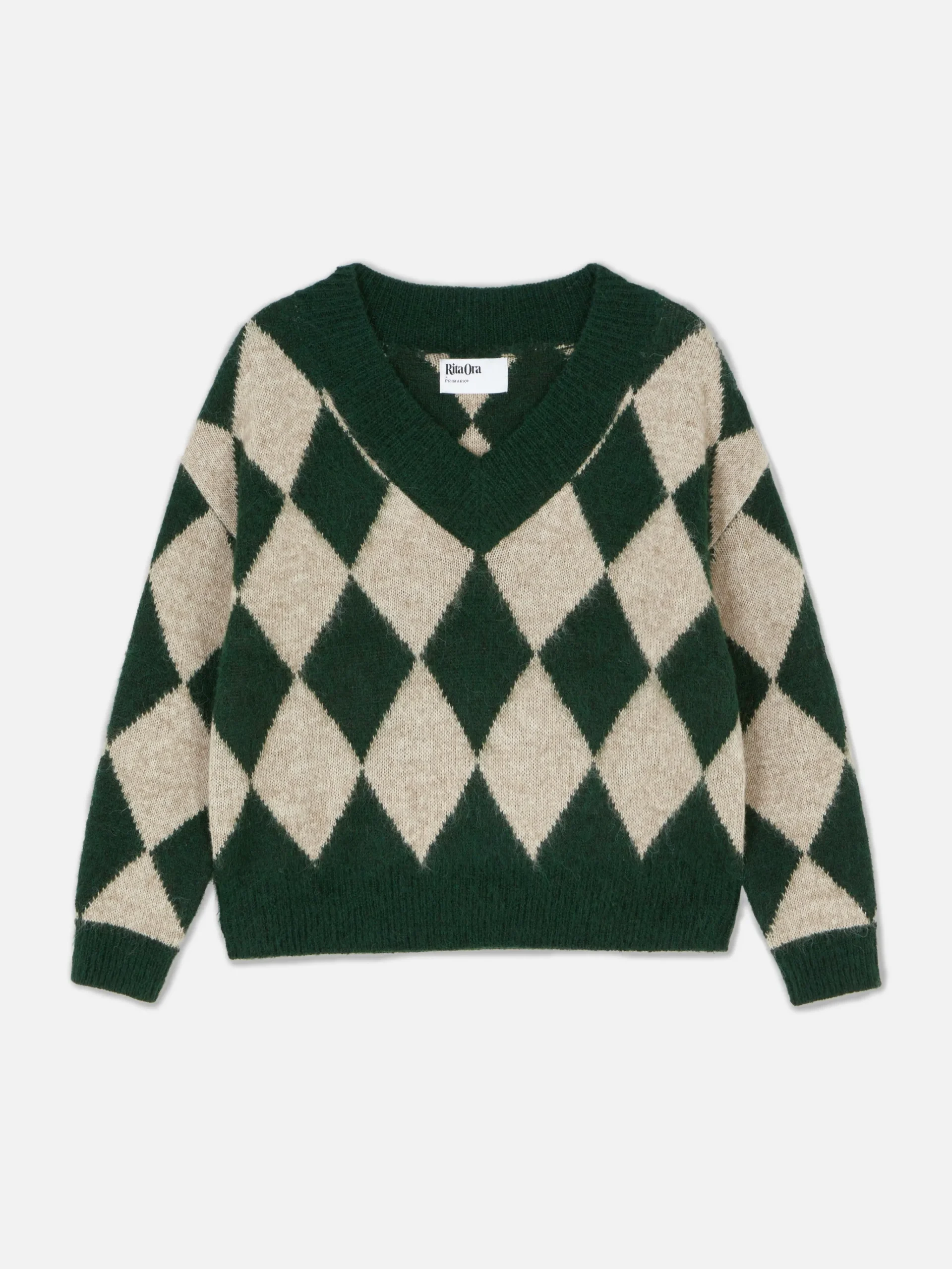 Discount „Rita Ora“ Strickpullover Mit Argylemuster Und V-Ausschnitt Damen Pullover Und Cardigans