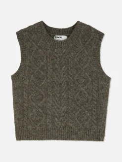 Clearance „Rita Ora“ Strickweste Mit Zopfmuster Damen Pullover Und Cardigans