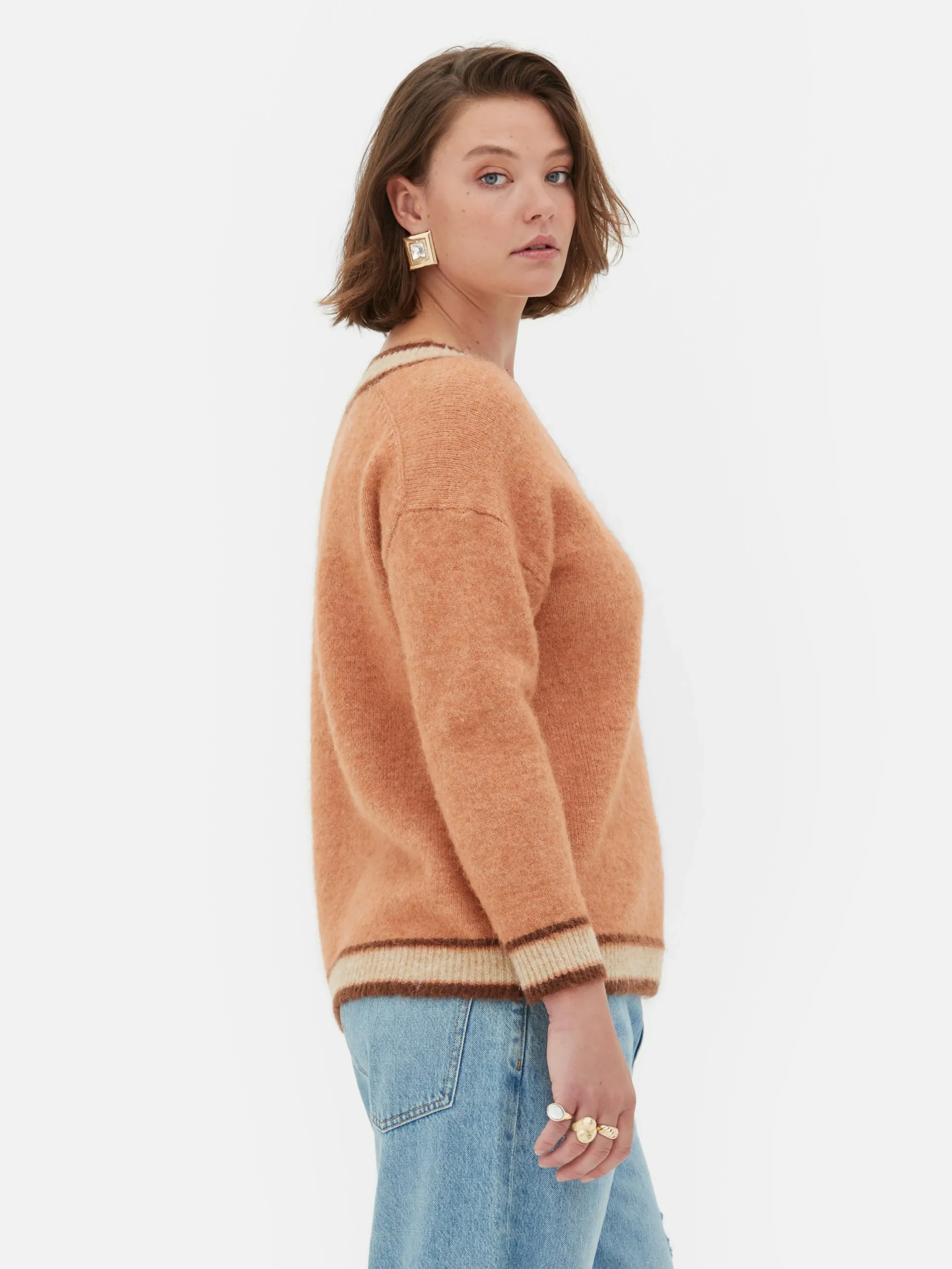 Discount „Rita Ora“ Vintage-Pullover Mit V-Ausschnitt Damen Pullover Und Cardigans