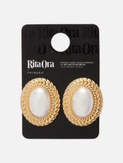 Outlet „Rita Ora“ XL-Ohrstecker Mit Kunstperlen Damen Schmuck