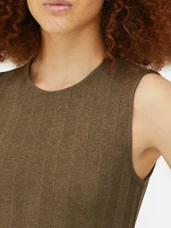 Hot Ärmelloses, Geripptes Minikleid Damen Kleider