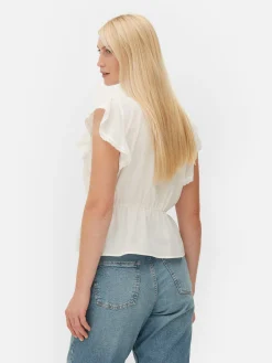 Hot Ärmelloses Lochstickerei-Top Im Viktorianischen Stil Damen Blusen