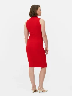 Hot Ärmelloses Strick-Midikleid Damen Kleider