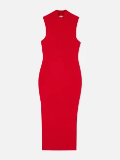 Hot Ärmelloses Strick-Midikleid Damen Kleider