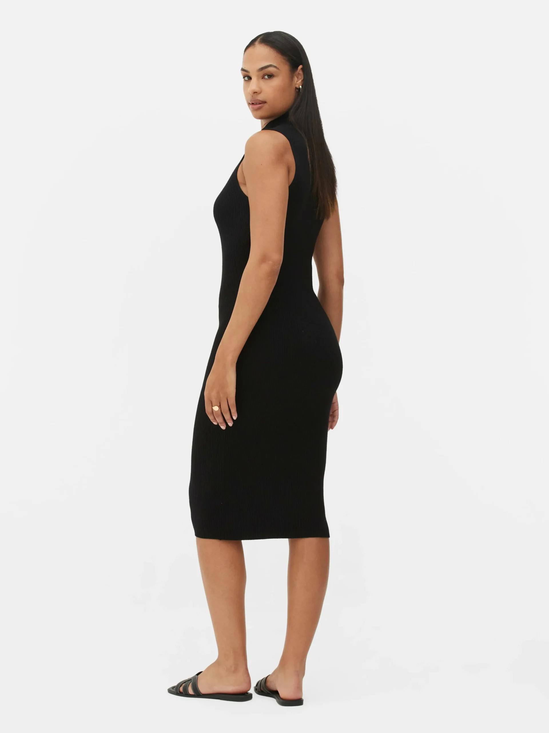 Best Ärmelloses Strick-Midikleid Damen Kleider