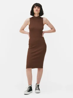 Hot Ärmelloses Strick-Midikleid Damen Kleider