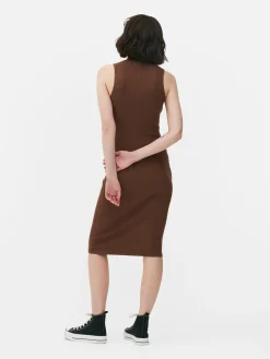 Hot Ärmelloses Strick-Midikleid Damen Kleider