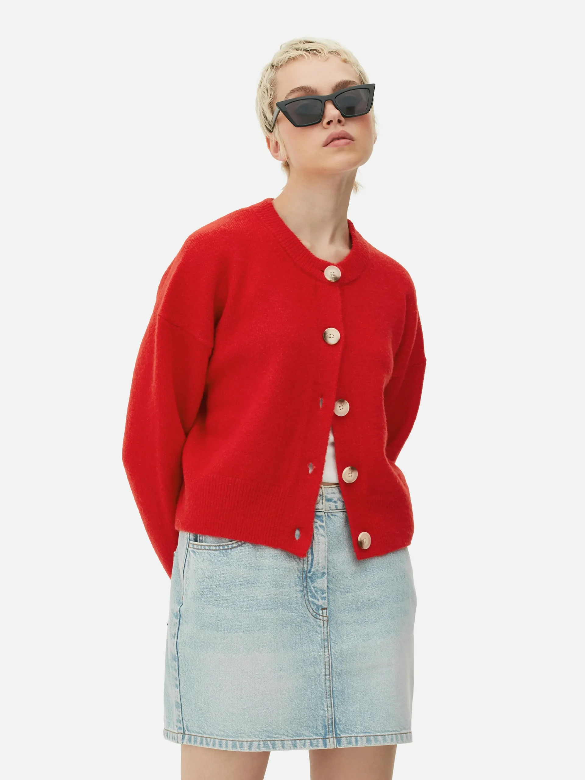 Rundhals-Cardigan Mit Knopfleiste Damen Pullover Und Cardigans