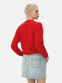 Rundhals-Cardigan Mit Knopfleiste Damen Pullover Und Cardigans