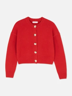 Rundhals-Cardigan Mit Knopfleiste Damen Pullover Und Cardigans