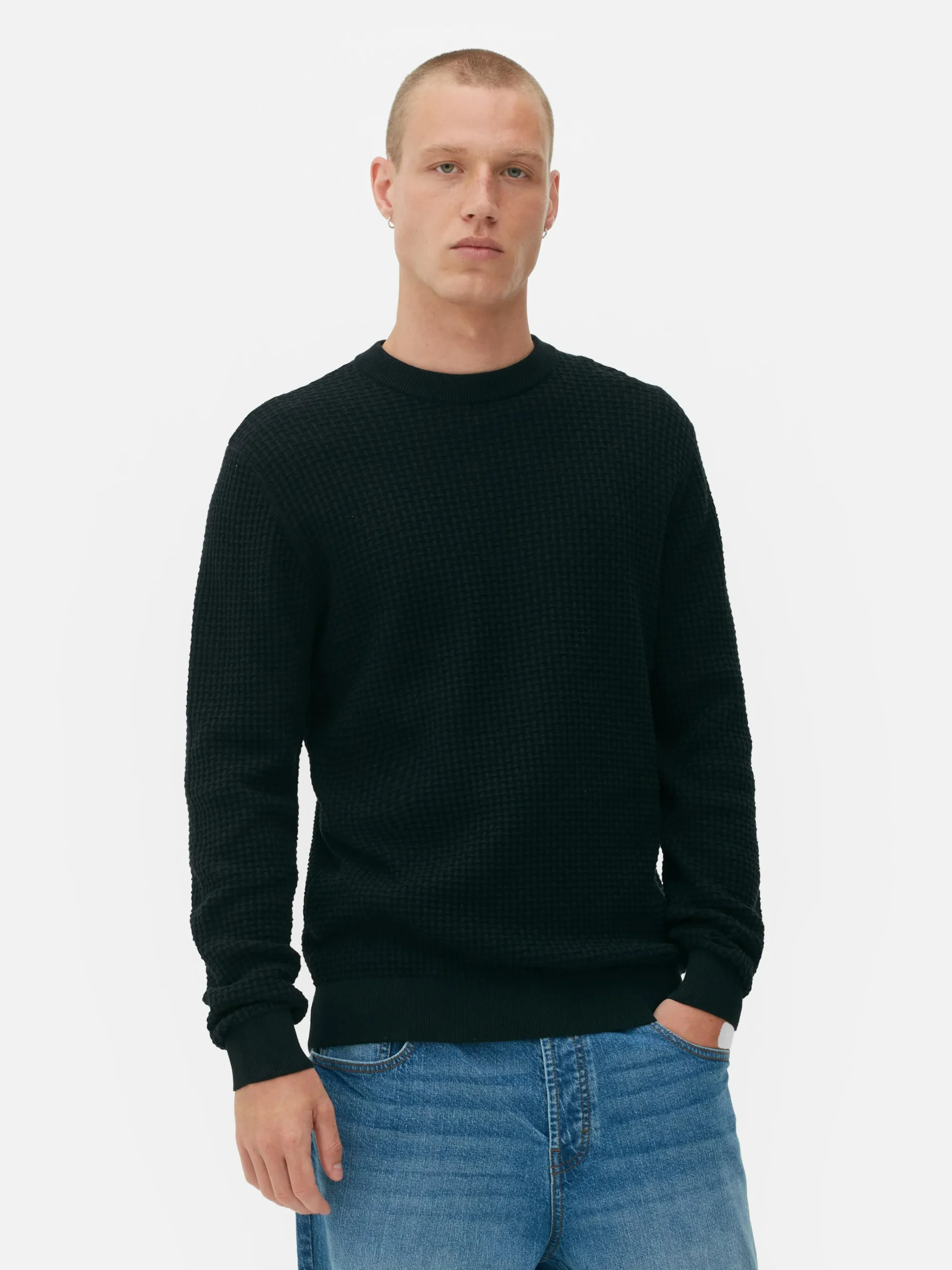 New Rundhalspullover Mit Korbstruktur Herren Pullover Und Cardigans