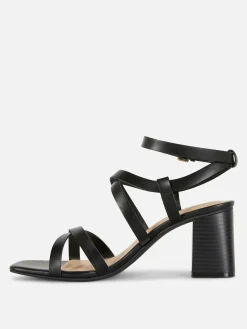 Outlet Sandalen Mit überkreuzten Riemchen Und Blockabsatz Damen Heels