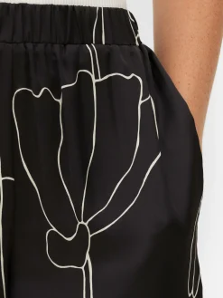 Satinhose Mit Blumendesign Damen Hosen Und Leggings