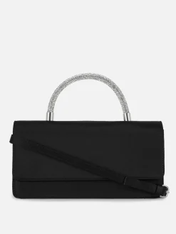 Clearance Satin-Umhängetasche Mit Strassbesetztem Griff Damen Taschen Und Portemonnaies