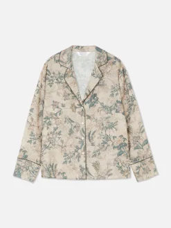 New Schlafanzughemd Aus Satin Mit Blumenmuster Damen Schlafanzugoberteile