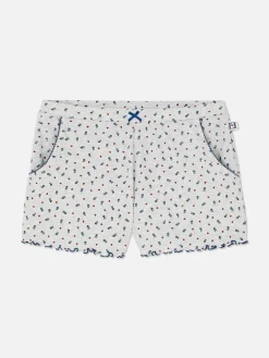 Sale Schlafanzugshorts Mit Gekräuseltem Saum Und Blumenmuster Damen Schlafanzughosen