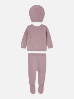 Online Set Aus Strick-Cardigan, Leggings Und Kappe Sets Und Outfits