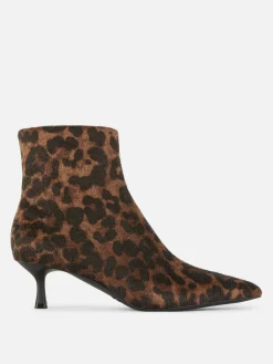 Stiefel Mit Leopardenmuster Und Kitten-Heel Damen Stiefel