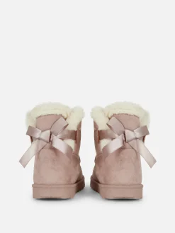 Sale Stiefel Mit Plüschfutter Und Schleife Hinten Kinder Stiefel Und Gummistiefel