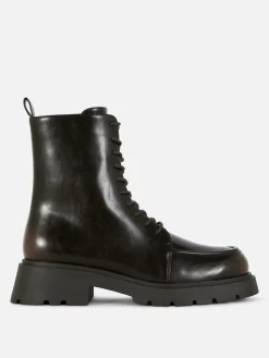 New Stiefeletten Mit Apron Toe Und Schnürung Damen Stiefel