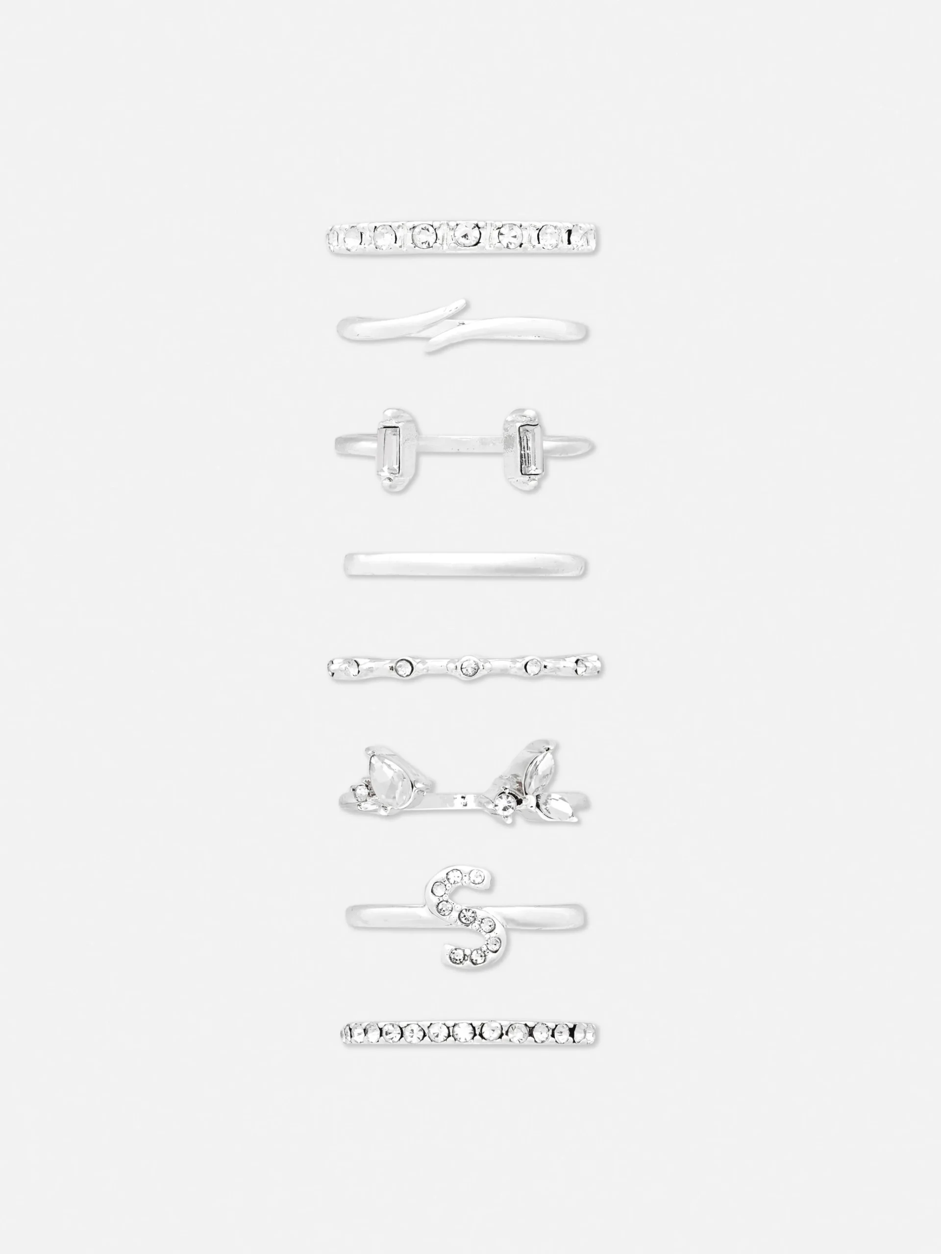 Clearance Strassringe Mit Initiale, 8er-Pack Damen Schmuck