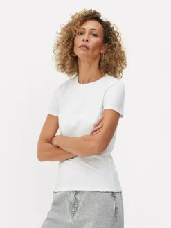 Clearance Stretch-T-Shirt Mit Rundhalsausschnitt Damen Tops Und T-Shirts