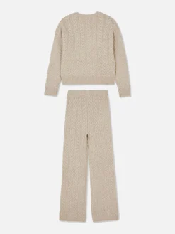 Sale Strickpullover Mit Zopfmuster Und Leggings Im Set Kinder Pullover Und Cardigans|Sets Und Outfits