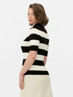 Stricktop Mit Puffärmeln Und Hohem Kragen Damen Pullover Und Cardigans