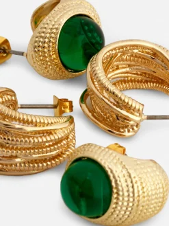 New Strukturierte „Rita Ora“ Creolen, 2er-Pack Damen Schmuck