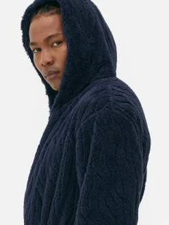 Hot Strukturierter Fleece-Bademantel Herren Schlafanzüge