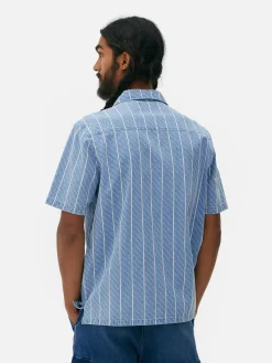 Online Strukturiertes Kurzärmeliges Hemd Mit Streifen Herren Hemden