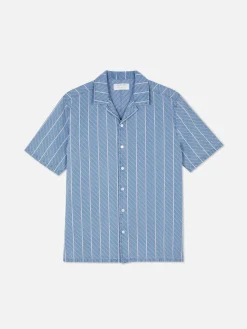 Online Strukturiertes Kurzärmeliges Hemd Mit Streifen Herren Hemden