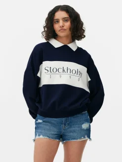 Hot Sweatshirt Mit Kragen Und Grafik Damen Hoodies Und Sweatshirts