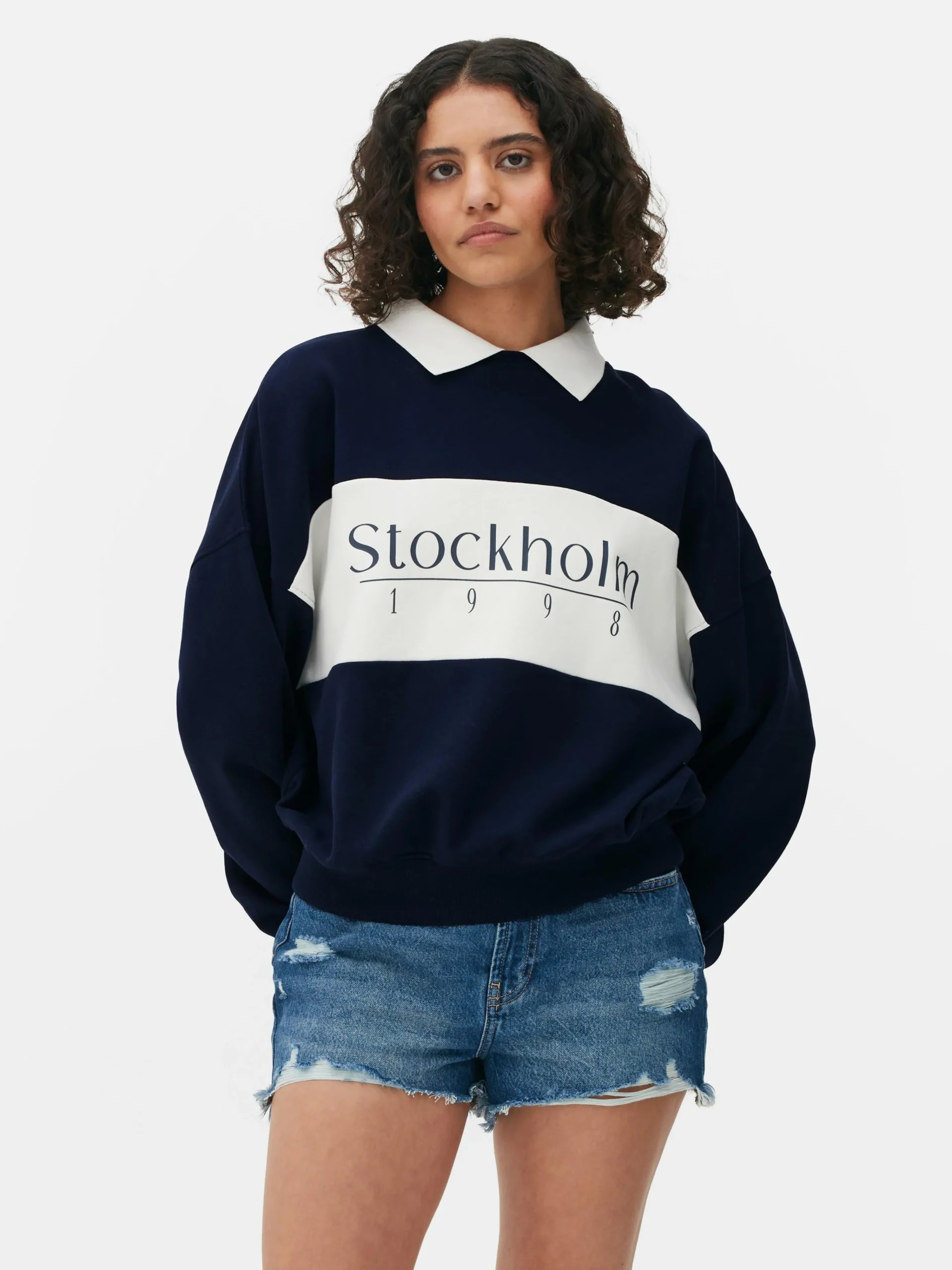 Hot Sweatshirt Mit Kragen Und Grafik Damen Hoodies Und Sweatshirts