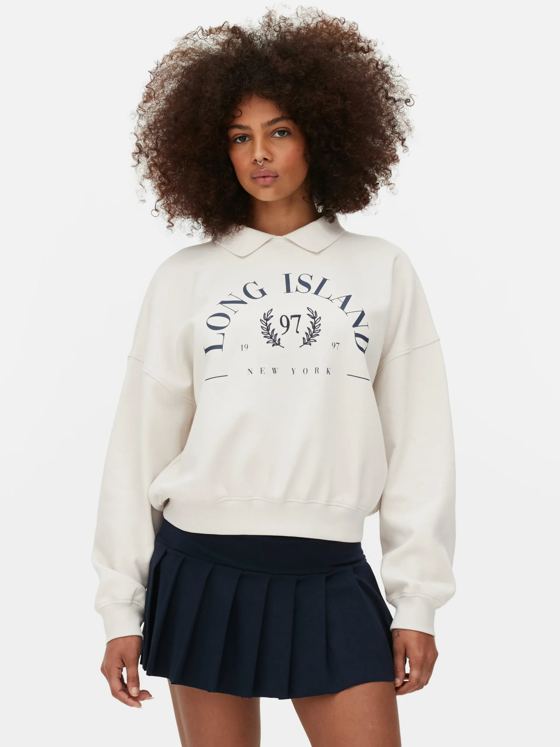 Online Sweatshirt Mit Kragen Und Grafik Damen Hoodies Und Sweatshirts