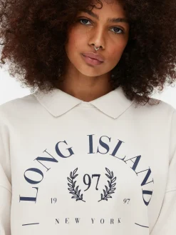 Online Sweatshirt Mit Kragen Und Grafik Damen Hoodies Und Sweatshirts