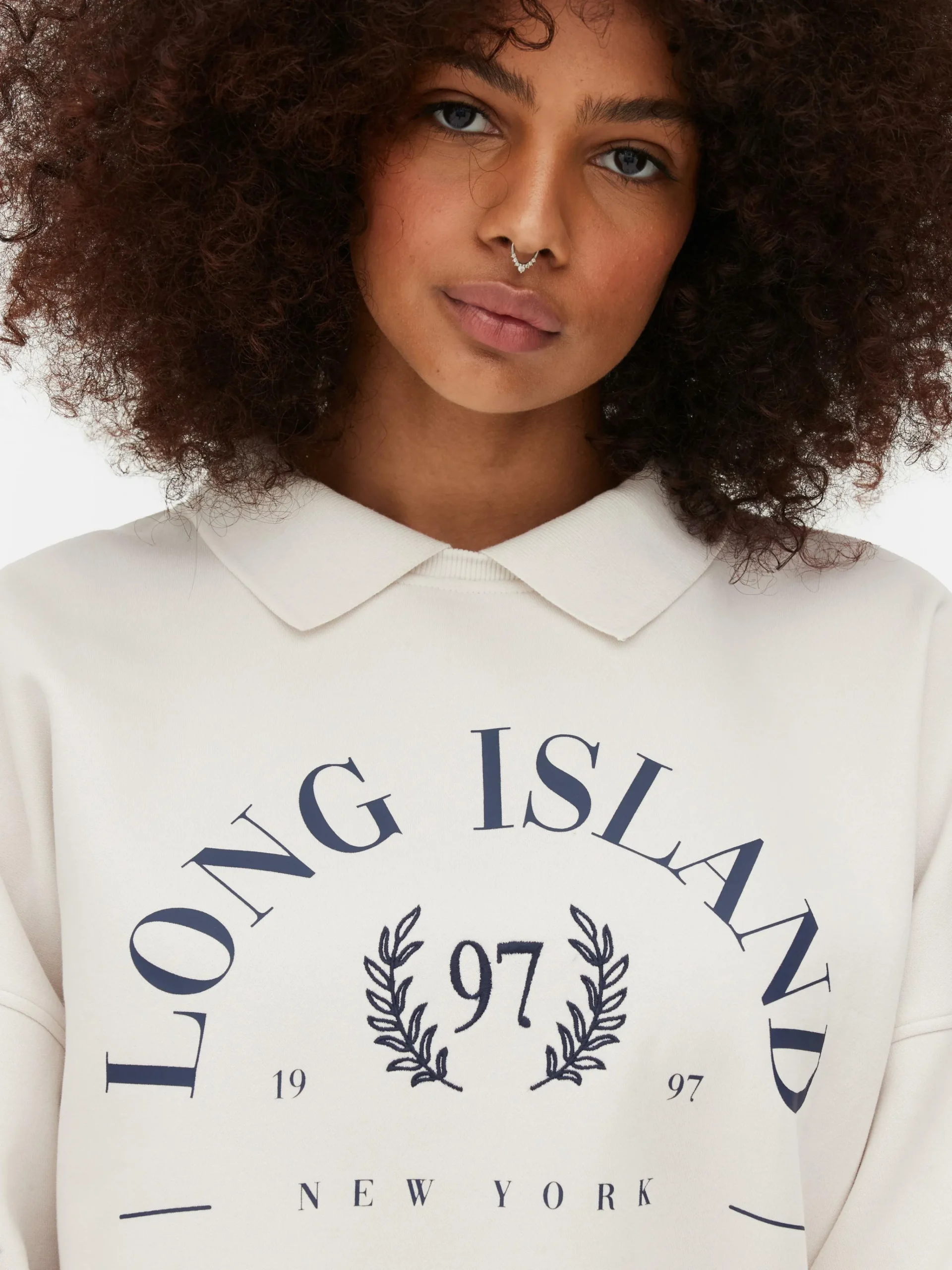 Online Sweatshirt Mit Kragen Und Grafik Damen Hoodies Und Sweatshirts