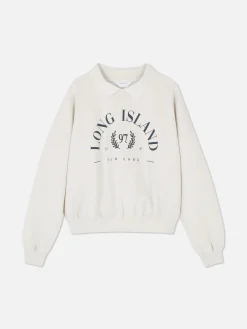 Online Sweatshirt Mit Kragen Und Grafik Damen Hoodies Und Sweatshirts