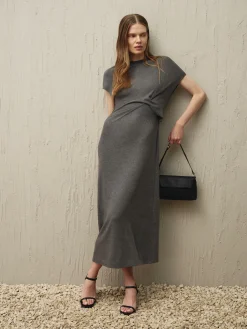 Clearance „The Edit“ Jersey-Midikleid Mit Twistdetail Damen Kleider